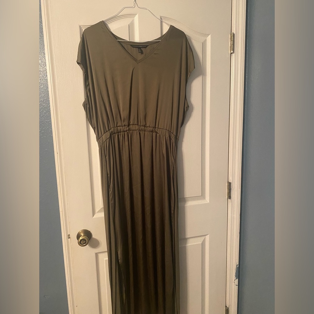 White House Black Market Olive Green Maxi Dress